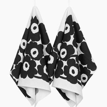 Marimekko Black Unikko Tea Towel Set of Two