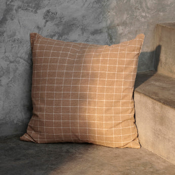 Ferm Living Brown Cotton Cushion Cover Check 50x50