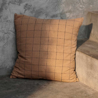 Ferm Living Brown Cotton Cushion Cover Grid 50x50