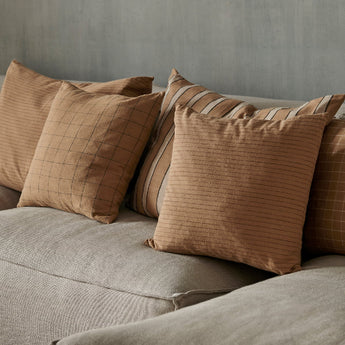 Ferm Living Brown Cotton Cushion Cover Lines 50x50