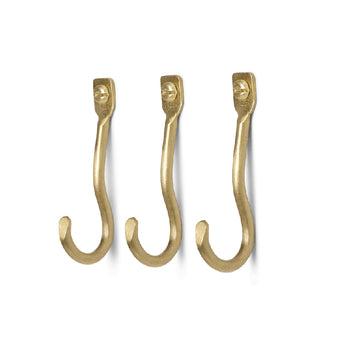 Ferm Living Curvature Brass Hook Set of Three