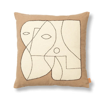 Ferm Living Figure Cushion Cover Off-White And Dark Taupe