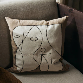 Ferm Living Figure Cushion Cover Off-White And Dark Taupe