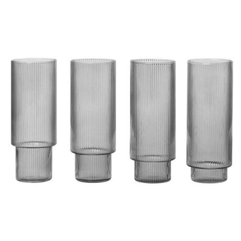 Ferm Living Smoked Grey Long Drink Glass Set of Four