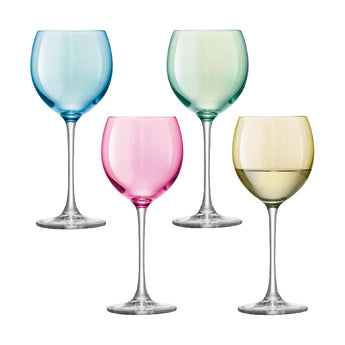 LSA POLKA Wine Glass Set For Four - Pastel assorted