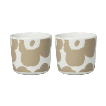 Marimekko Unikko Coffee Cup Without Handle 2DL 2pc Set (Beige & White)