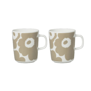 Marimekko Unikko Mug With Handle 2.5DL 2pc Set (Beige & White)