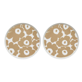 Marimekko Unikko Plate 25 cm 2pc Set (Beige & White)