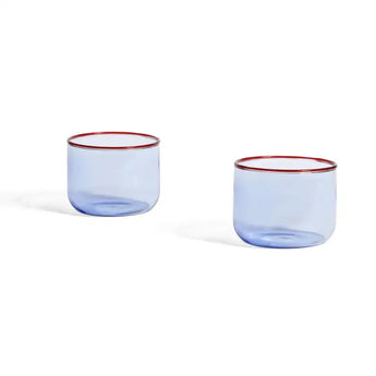 HAY Tint Glass Light Blue/Red 200ml Set of Two